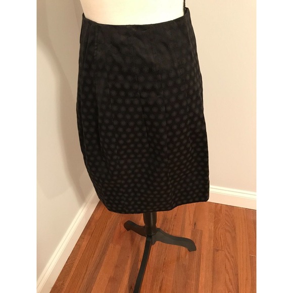 Anthropologie Elevenses Black Circle Polka Dot Embossed Pleated Skirt - NWOT - Picture 1 of 7